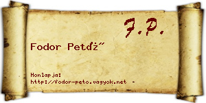 Fodor Pető névjegykártya